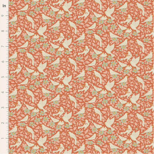 Songbird Ava Coral 100644 by Tilda (sold in 25cm increments)