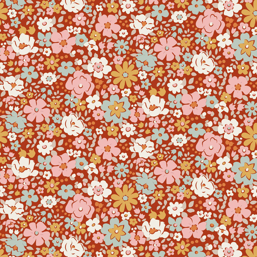 Tilda Village Life Esther Rust 100685 by Tilda (sold in 25cm increments)