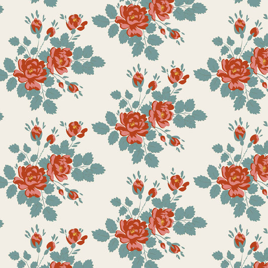 Tilda Village Life Myrtle Teal 100688 by Tilda (sold in 25cm increments)
