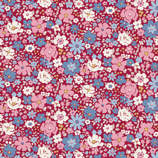 Tilda Village Life Esther Burgundy 100695 by Tilda (sold in 25cm increments)