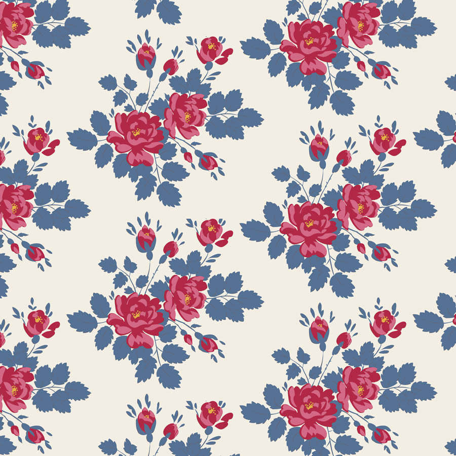 Tilda Village Life Myrtle Blue 100698 by Tilda (sold in 25cm increments)