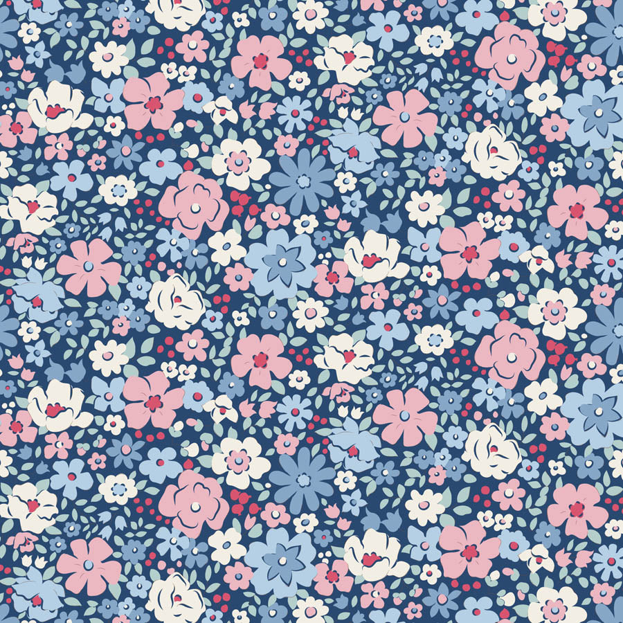 Tilda Village Life Esther Blue 100699 by Tilda (sold in 25cm increments)