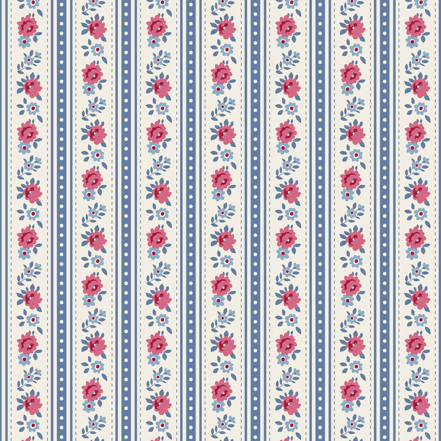 Tilda Village Life Agnes Blue 100700 by Tilda (sold in 25cm increments)