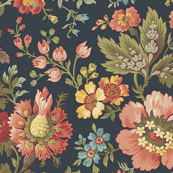 Farmers Daughter Milk & Honey Midnight A10073B by Laundry Basket Quilts for Andover (sold in 25cm Increments)