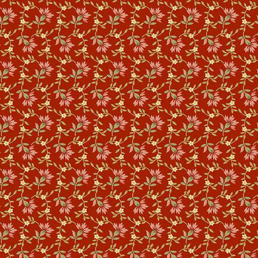 Farmers Daughter Sweet Clover Red Rose A10078R by Laundry Basket Quilts for Andover (sold in 25cm Increments)