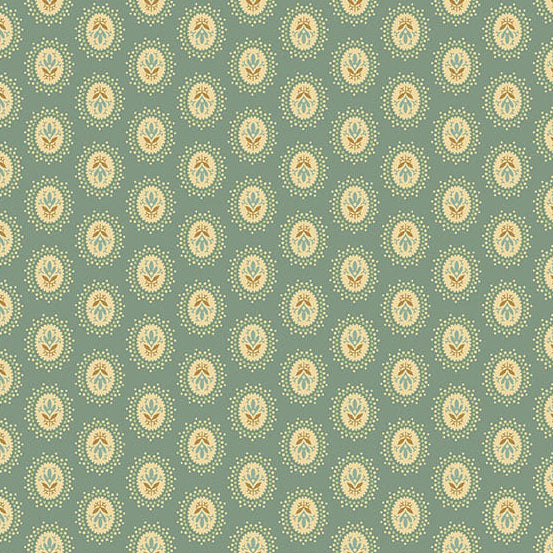 Secret Stash Favorites - Blue Willow Medallion Spanish Moss A10567B by Laundry Basket Quilts for Andover Fabrics (sold in 25cm increments)