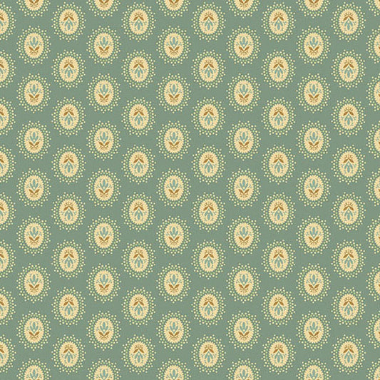 Secret Stash Favorites - Blue Willow Medallion Spanish Moss A10567B by Laundry Basket Quilts for Andover Fabrics (sold in 25cm increments)