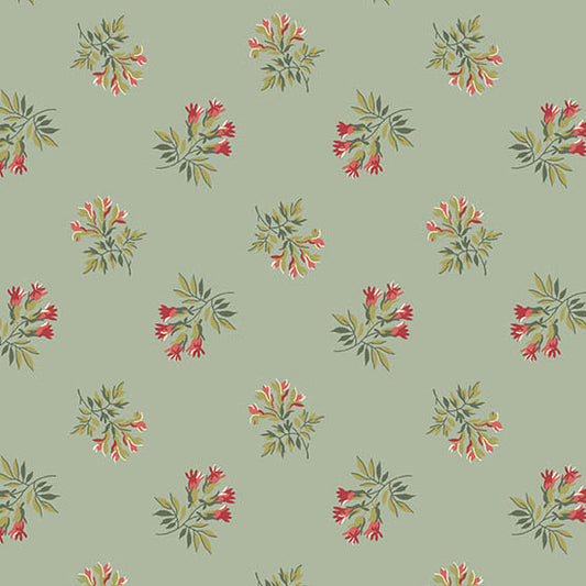 Secret Stash Favorites - Blue Willow Corsage Sage A10571G by Laundry Basket Quilts for Andover Fabrics (sold in 25cm increments)