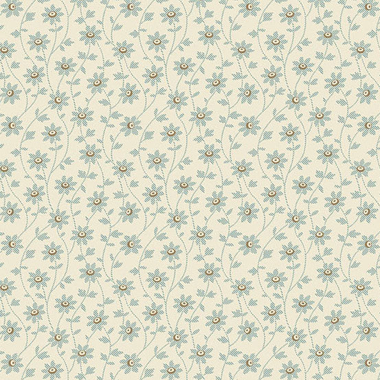 Secret Stash Favorites - Blue Willow Slashvine Vanilla A10583L by Laundry Basket Quilts for Andover Fabrics (sold in 25cm increments)