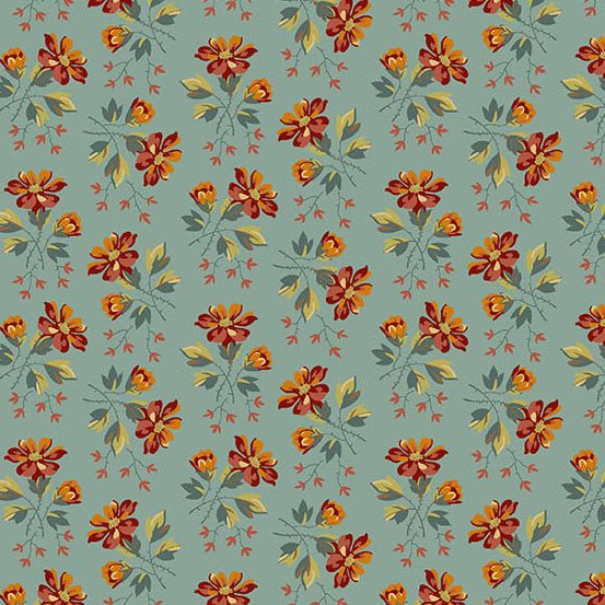 Secret Stash Favorites - Blue Willow Wildflower Seafoam A10584B by Laundry Basket Quilts for Andover Fabrics (sold in 25cm increments)