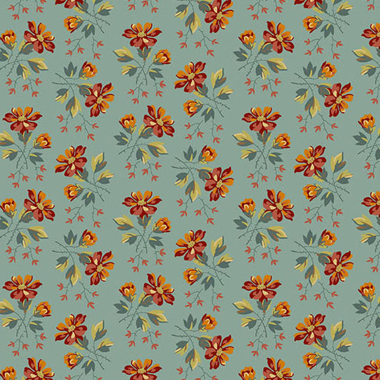 Secret Stash Favorites - Blue Willow Wildflower Seafoam A10584B by Laundry Basket Quilts for Andover Fabrics (sold in 25cm increments)
