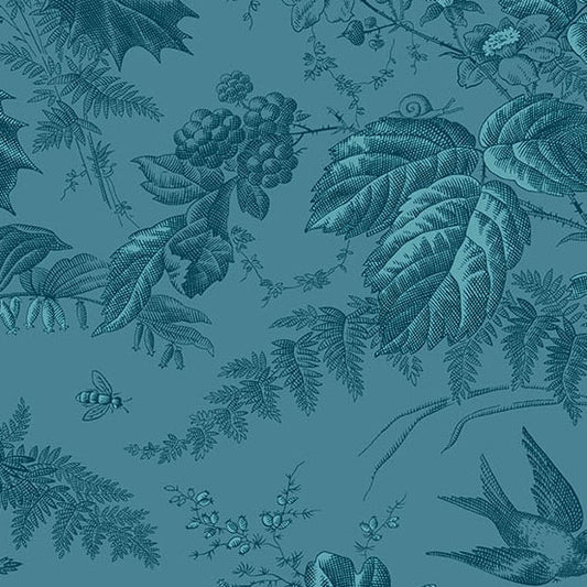 Secret Stash Favorites - Blue Willow Vermont Teal A10586B by Laundry Basket Quilts for Andover Fabrics (sold in 25cm increments)