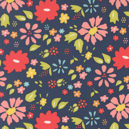 Delightfully Yours 108" Wildflower Navy Wideback M10803519 by Sherri and Chelsi for Moda Fabrics (sold in 25cm increments)