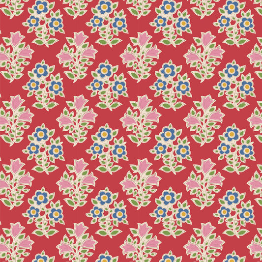 Farm Flowers Red 110096 by Tilda (Sold in 25cm increments)