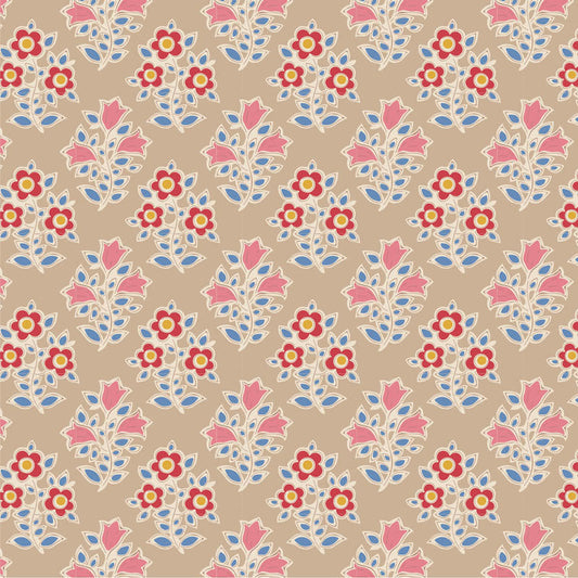 Farm Flowers Sand 110099 by Tilda (Sold in 25cm increments)