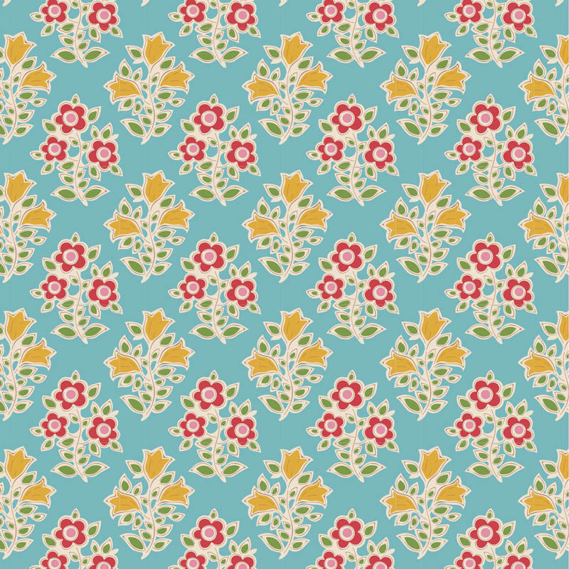 Farm Flowers Teal 110103 by Tilda (Sold in 25cm increments)