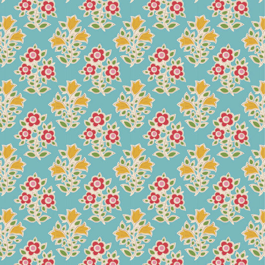 Farm Flowers Teal 110103 by Tilda (Sold in 25cm increments)