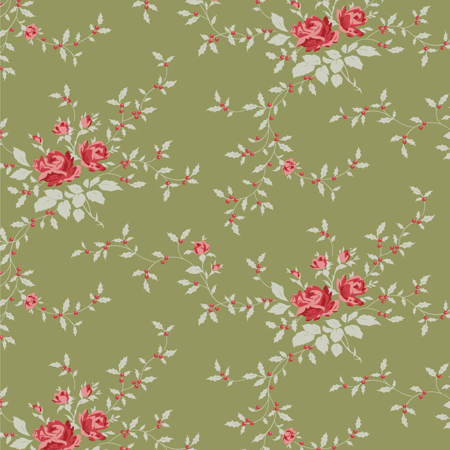 Tilda Merry Little Christmas Noel Moss 1101435 (sold in 25cm increments)
