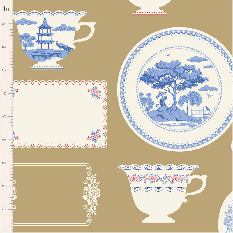 Something Blue Co-ord Labels & Ornaments Ochre 110172 by Tilda (sold in 25cm increments)