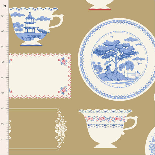 Something Blue Co-ord Labels & Ornaments Ochre 110172 by Tilda (sold in 25cm increments)