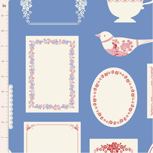 Something Blue Co-ord Labels & Ornaments Blue 110173 by Tilda (sold in 25cm increments)