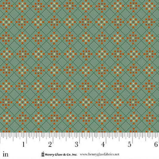 Flower Pot Prints Garden Trellis Turquoise 1107-11 by Kim Diehl for Henry Glass Fabrics (sold in 25cm increments)