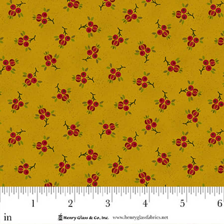 Flower Pot Prints Plucked Pomegranates Gold 1108-44 by Kim Diehl for Henry Glass Fabrics (sold in 25cm increments)