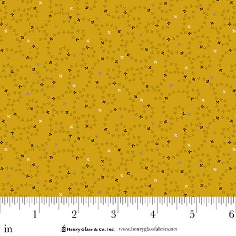 Flower Pot Prints Meandering Vines Gold 1110-44 by Kim Diehl for Henry Glass Fabrics (sold in 25cm increments)