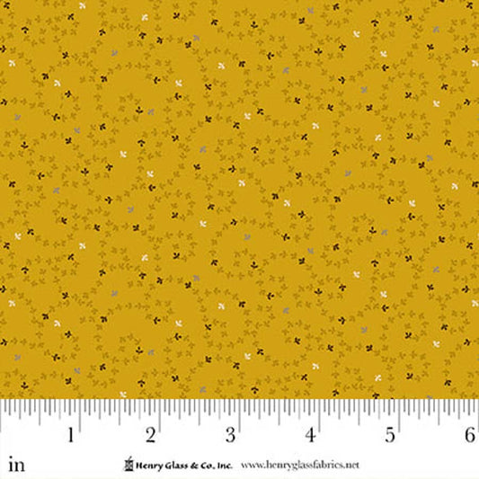 Flower Pot Prints Meandering Vines Gold 1110-44 by Kim Diehl for Henry Glass Fabrics (sold in 25cm increments)