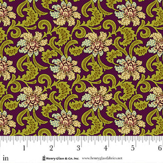 Flower Pot Prints Fancies & Foulards Plum 1111-56 by Kim Diehl for Henry Glass Fabrics (sold in 25cm increments)