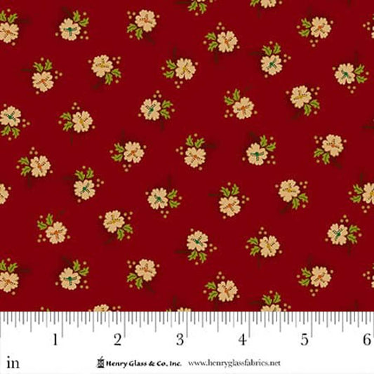 Flower Pot Prints Daisy Blossoms Red 1113-88 by Kim Diehl for Henry Glass Fabrics (sold in 25cm increments)