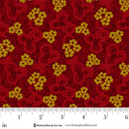 Flower Pot Prints Scatter Garden Red 1115-88 by Kim Diehl for Henry Glass Fabrics (sold in 25cm increments)