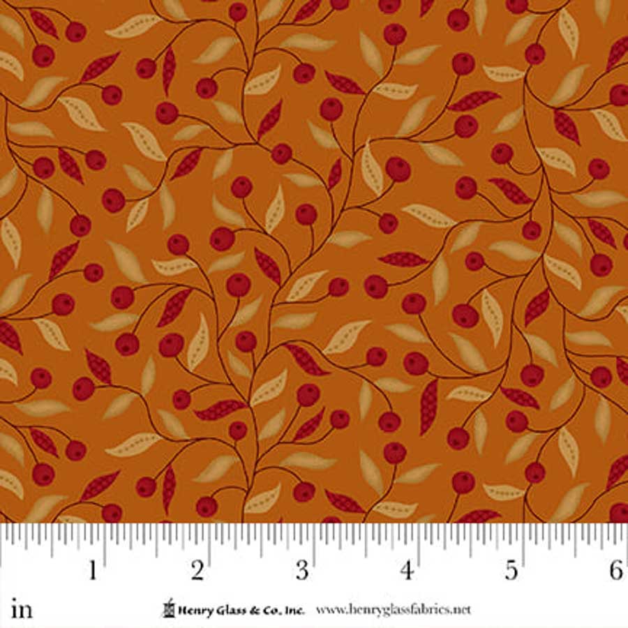 Flower Pot Prints Berry Briar Orange 1116-30 by Kim Diehl for Henry Glass Fabrics (sold in 25cm increments)