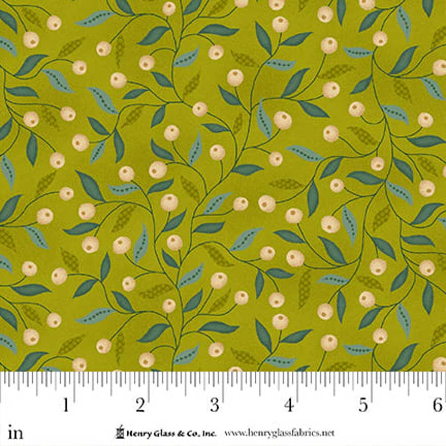 Flower Pot Prints Berry Briar Green 1116-66 by Kim Diehl for Henry Glass Fabrics (sold in 25cm increments)