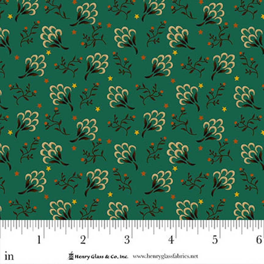 Flower Pot Prints Clover Patch Teal 1118-77 by Kim Diehl for Henry Glass Fabrics (sold in 25cm increments)