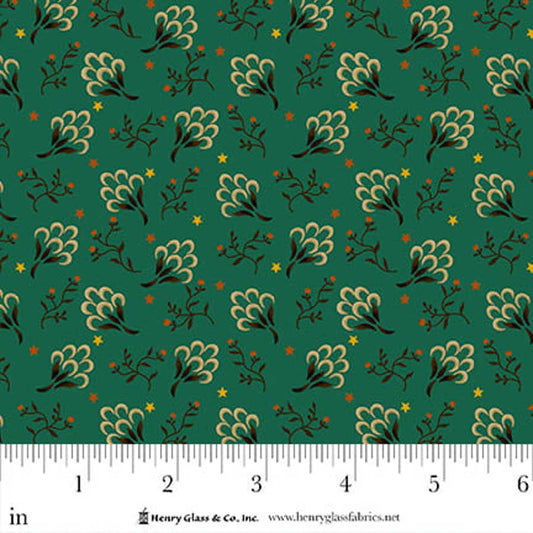 Flower Pot Prints Clover Patch Teal 1118-77 by Kim Diehl for Henry Glass Fabrics (sold in 25cm increments)