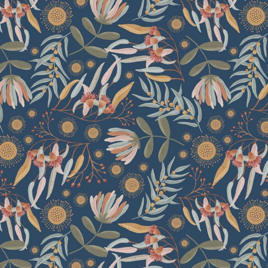 Flora & Fauna Flora Navy 11800104 by Nutex Wholesalers (Sold in 25cm increments)