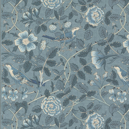 Sacre Bleu Birds French Blue M1397216 by French General for Moda fabrics (sold in 25cm increments)