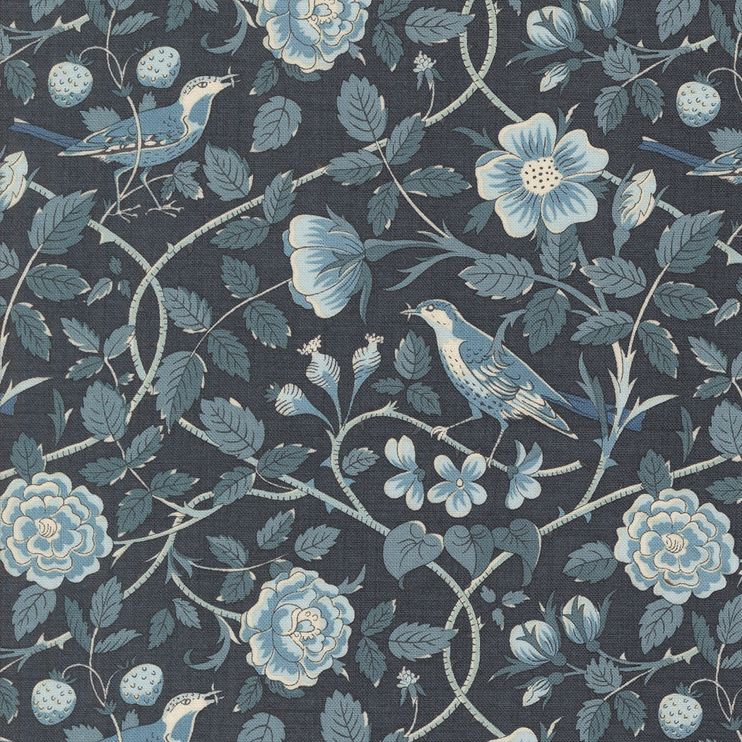 Sacre Bleu Birds Indigo M1397217 by French General for Moda fabrics (sold in 25cm increments)