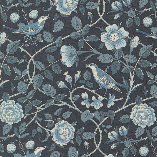 Sacre Bleu Birds Indigo M1397217 by French General for Moda fabrics (sold in 25cm increments)