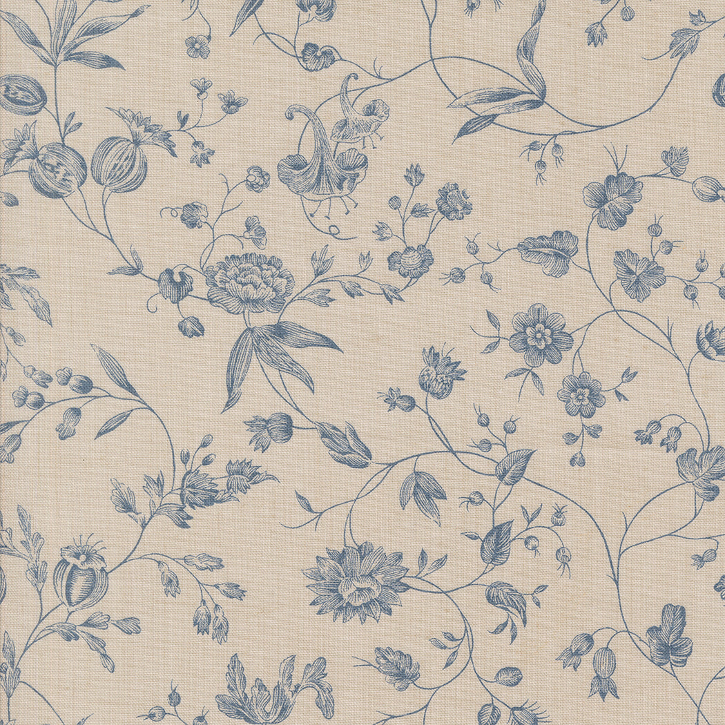 Sacre Bleu Vines French Blue M1397315 by French General for Moda fabrics (sold in 25cm increments)