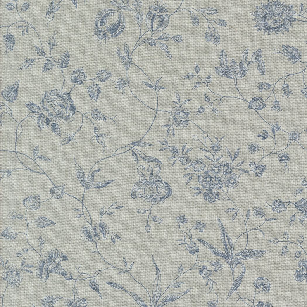 Sacre Bleu Vines Ciel Blue M1397316 by French General for Moda fabrics (sold in 25cm increments)