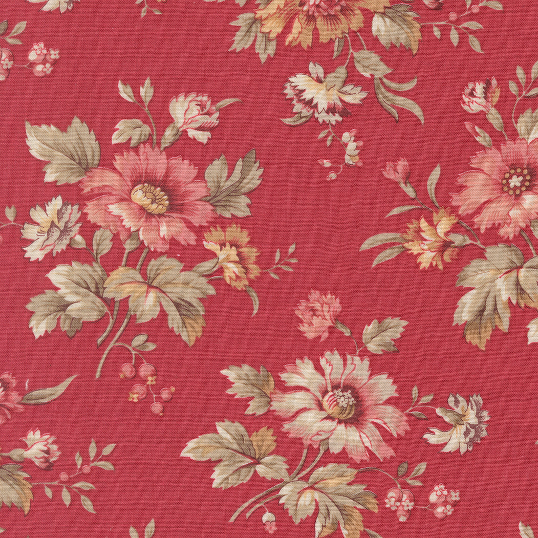 Joie De Vivre Cosmos Floral Rouge M139113 by French General for Moda Fabrics (sold in 25cm increments)