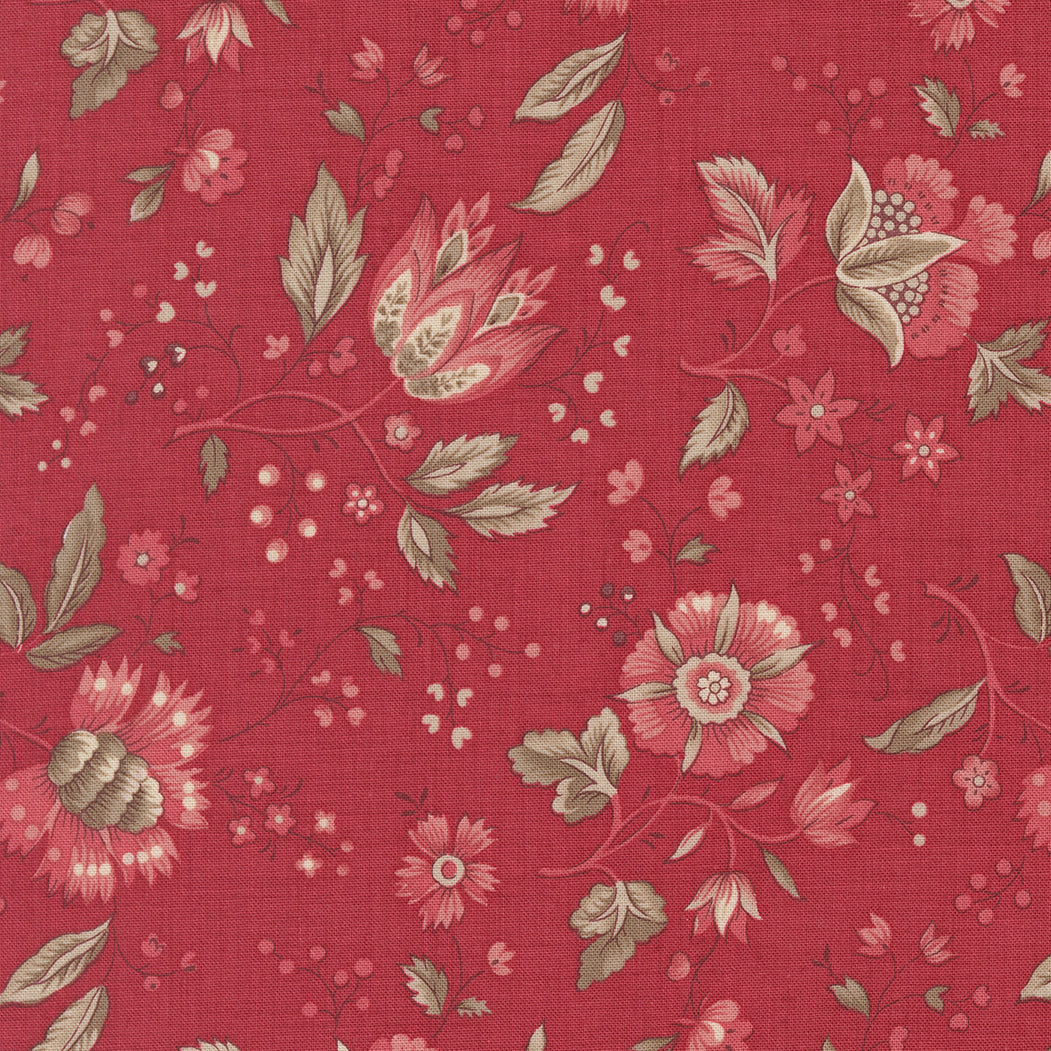 Joie De Vivre Rural Jardin Rouge M1398213 by French General for Moda Fabrics (sold in 25cm increments)