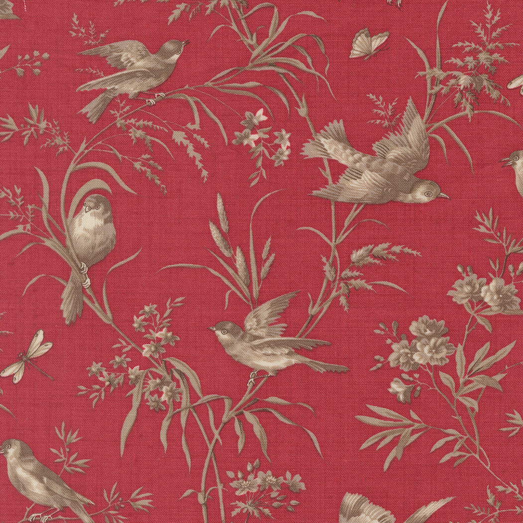 Joie De Vivre Moineau Birds Rouge M1398314 French General for Moda Fabrics (sold in 25cm increments)