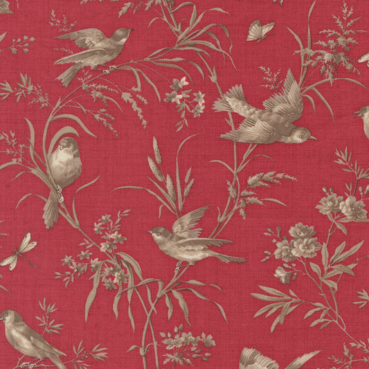 Joie De Vivre Moineau Birds Rouge M1398314 French General for Moda Fabrics (sold in 25cm increments)