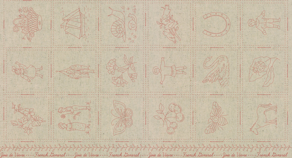 Joie De Vivre Broderie Panel Rouge ML1398911 French General for Moda Fabrics