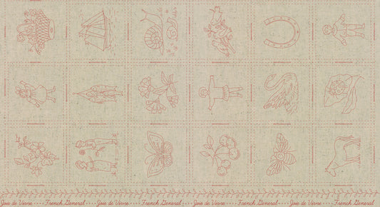 Joie De Vivre Broderie Panel Rouge ML1398911 French General for Moda Fabrics