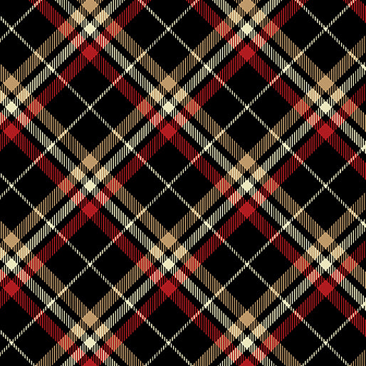 Tartan Wide Backings Black Wideback by Kanvas Studios for Benartex Fabrics (sold in 25cm increments)