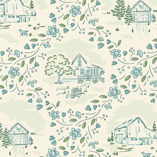 Heartland Heartland Cream A1582B by Judy Jarvi for Andover Fabrics (sold in 25cm increments)